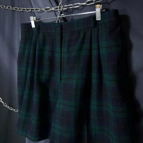 90s SAG HARBOR Black Watch Tartan Check 2tuck Wide Shorts