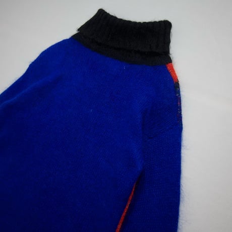 80s CLAUDIA D Geometric Patterns Glitter Thread Turtleneck Mohair Knit