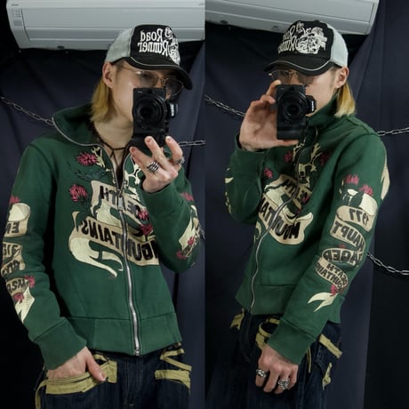 ENERGIE Shorthorn Skull Flowers Graphics FullZip HighNeck Sweatshirt