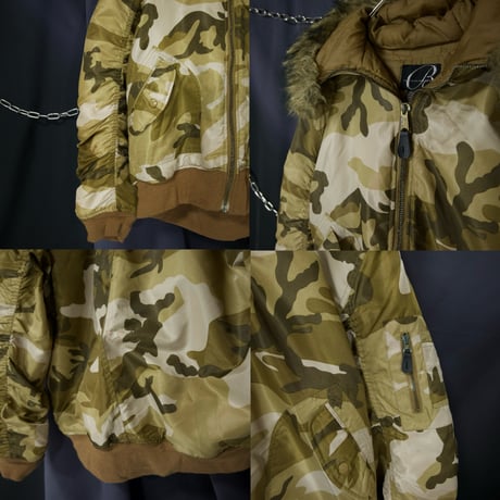 90s Camouflage Nylon PU Coated Short Length MA1×N2B Bomber Flight Jacket
