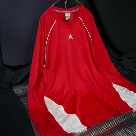 00s c2005 Adidas “Intial ULTRAMAN Color” Center PerformanceLogo Embroidery Football L/S Uniform Tee