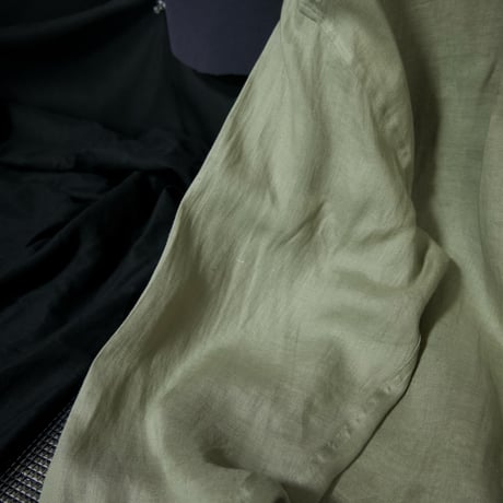 90s MONDO Italy made Linen 100% Fly Front Light Sage Green Design L/S Shirts