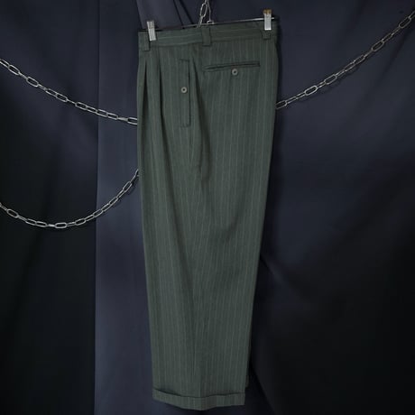 90s Smokey Joe’s 2Tuck PinStriped Wide Draping Slacks