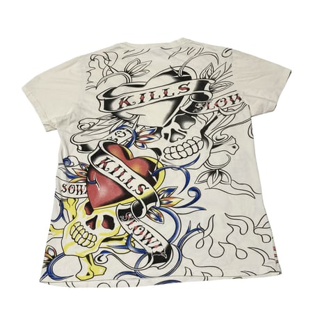 00s Y2K Design Skull Print Tee