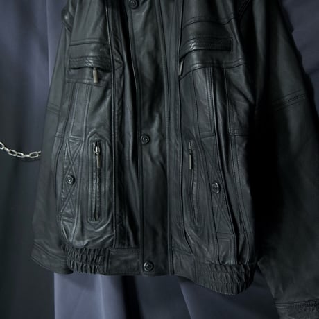 C&A Nappa Pig Leather 2way Detachable Bomber Sports Jacket