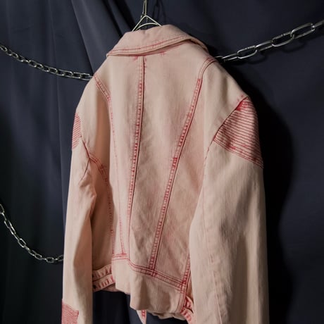 Desigual 20ss Piece Dyed Bleach Short Length London type Double Debim Riders Jacket