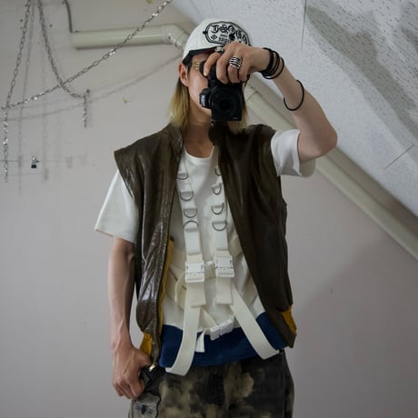 England made Suede Switching HighNeck Leather Vest