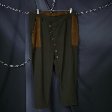 USED HerringBorn Deformation 6 Button Cotton Knit Saruel Pants