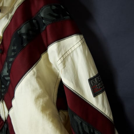 90s NICOLE SPORTS Deadstock Jacquard Switched Pudding Nylon Snowboard Jacket/Half Zip Anorak Hoodie