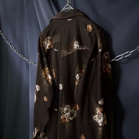 70s USA made H BAR C Printed Botanical Flowers Graphic L/S Western Shirts