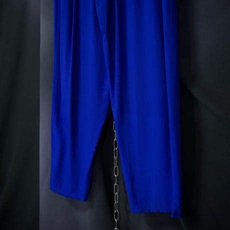 ChristineLaure France made Vivid Cerulean Blue Viscose Rayon 100% Wide Tapered Easy Pants