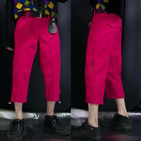 90s Style&CO Shocking Pink Thick Seemed Stitched Gimmick Parachute Asymmetry Cropped Cargo Pants