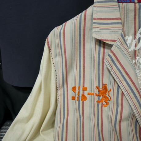 Sabotage Different Weaving Switches Cotton Multi Striped Tailored Jacket