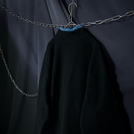 90s c1999 OLDNAVY 2tone Switching Black×SaxBlue Pullover Halfzip Fleece Jacket