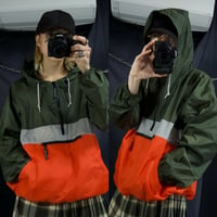 90s c1999 OLDNAVY Russia made “MA-1 Color Switching” Nylon Anorak Jacket/Mountain Hoodie