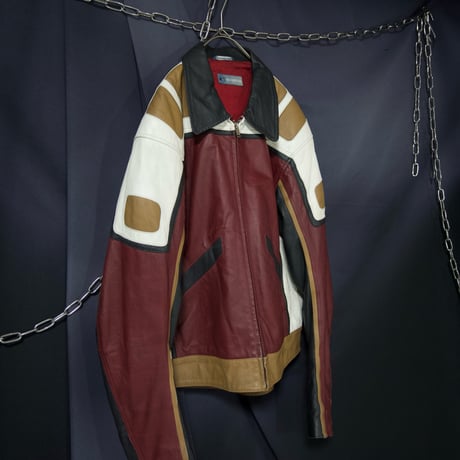 Euro USED Pig Leather Racing Biker Design Single Riders Jacket