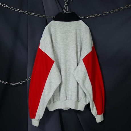 90s triples Diagonal Switching Full Zip HighNeck Rayon Sweat Shirt