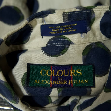 90s ~c1997 COLOURS by ALEXANDER JULIAN Japan made inhomogeneity Polka Dot Cotton L/S Shirts