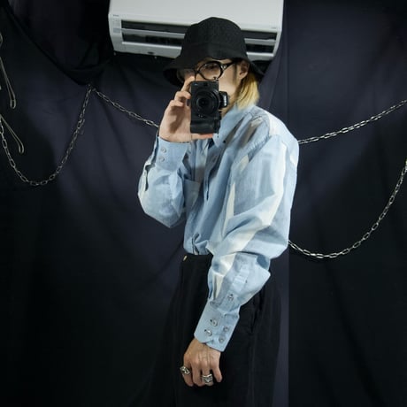 90s~00s FUSAI Jeans “ItalianDetail×HipHop” Ramie×Cotton Chambray Multi Striped L/S Shirts
