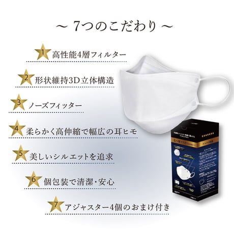 七つ星マスク 3D立体タイプ 個包装30枚入