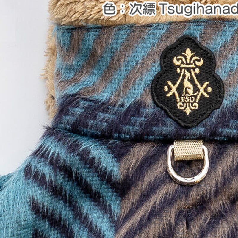 イタグレ用コート　シャギーチェックIG コート／ブルー系 イタグレ用コートシャギーチェックIG コート／ブルー系