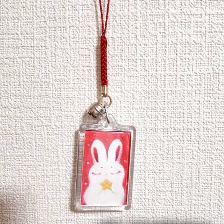 根付ストラップ　夢うさぎ【原画・夢のしずく】