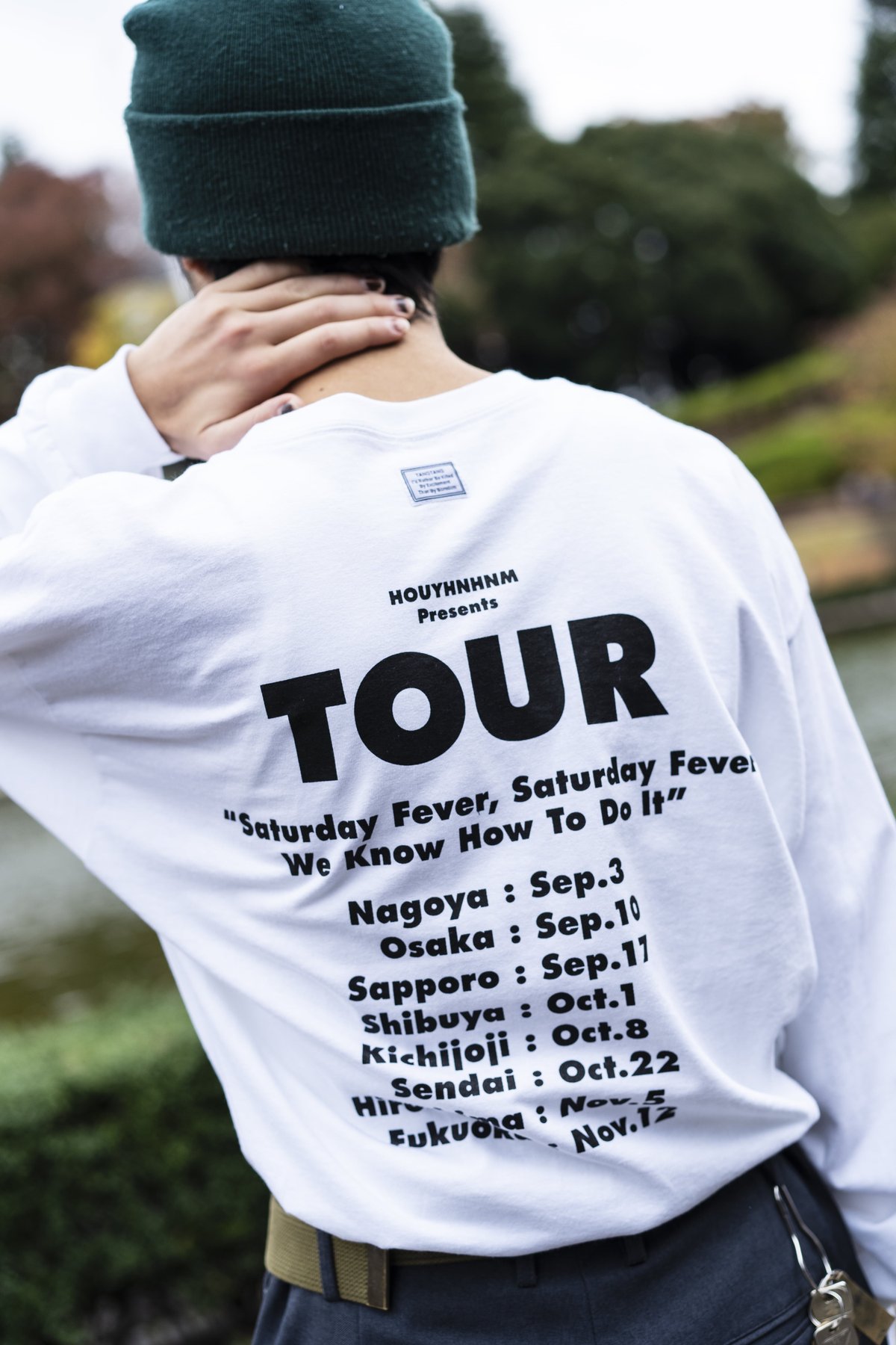 TANGTANG ロングスリーブTシャツ (ホワイト×ブラックプリント