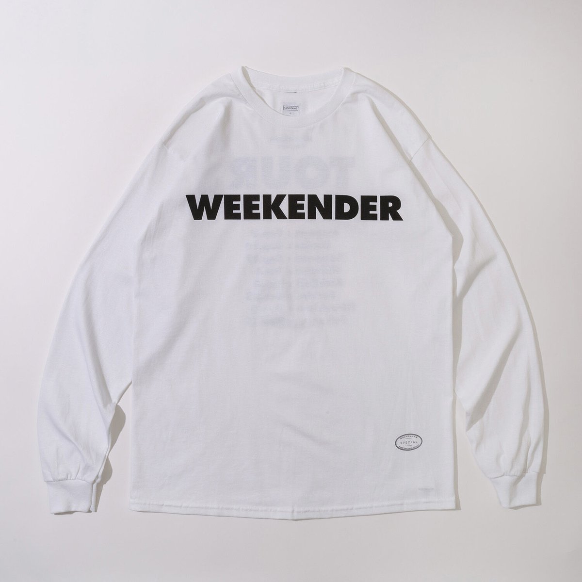 TANGTANG ロングスリーブTシャツ (ホワイト×ブラックプリント