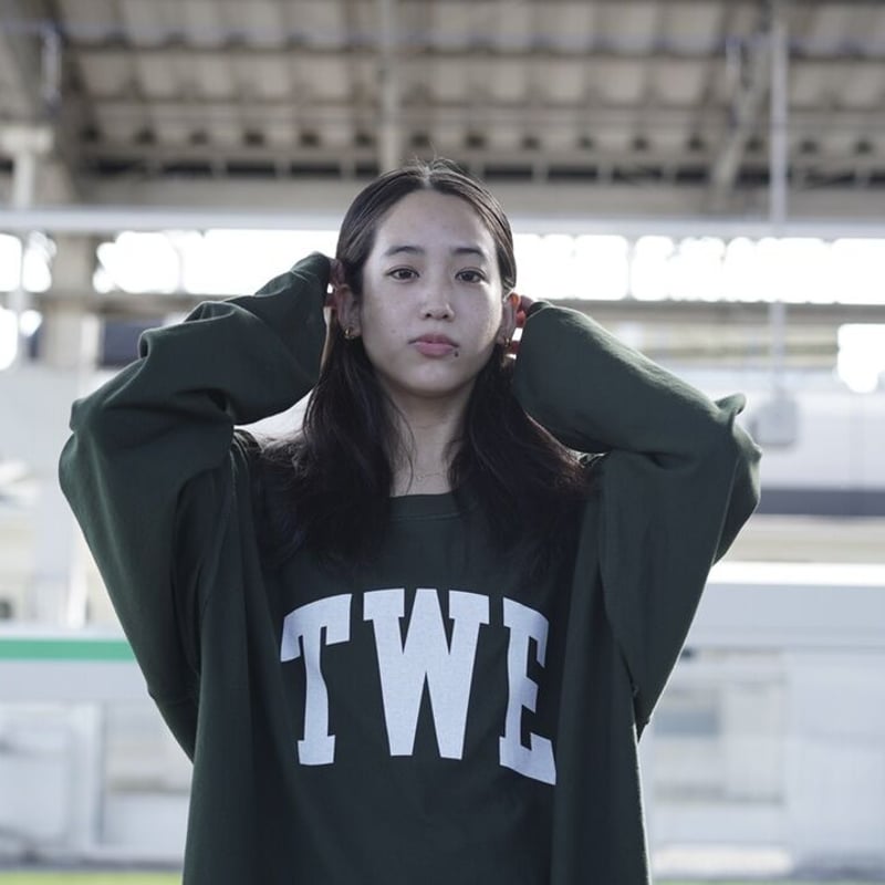 is-ness music ロングスリーブTシャツ(グリーン×ホワイトプリント