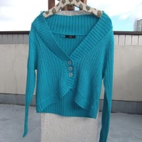 blue ラメ　cardigan