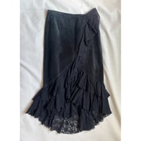 Black suède frill tight skirt