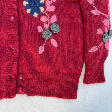 Flower motif knit cardigan