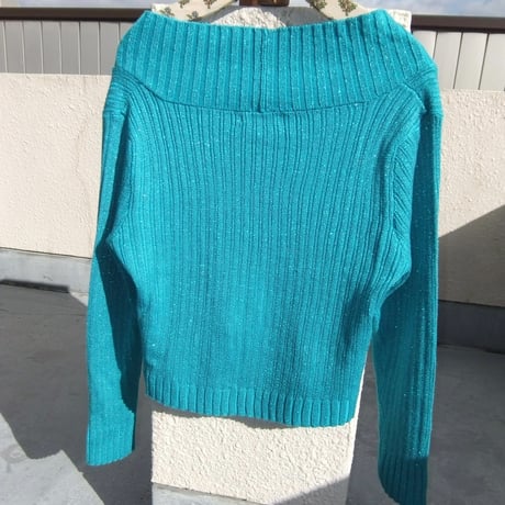 blue ラメ　cardigan