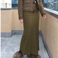 wool long tight skirt