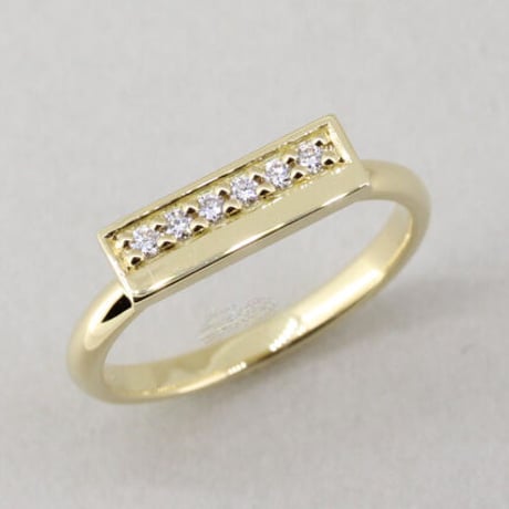 《Stripes》  K18 レクタングル　ダイヤモンドリング "ハーモニカ"//K18 Rectangle Diamond Ring "HARMONICA"