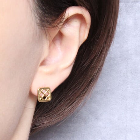 《Lattice》  K18/K10 スクエアレースピアス// K18/K10 Square Lace Pierce