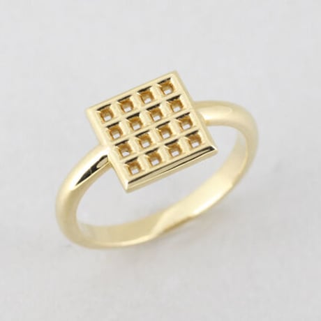 《Lattice》  K18/K10 スクエアワッフルリング// K18/K10 Square Waffle Ring