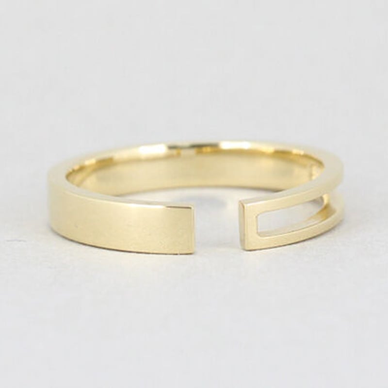 シンプル ゴールドメッキ オープンリング Frame》 K18/K10 レクタングル オープンリング// K18/K10 Recta