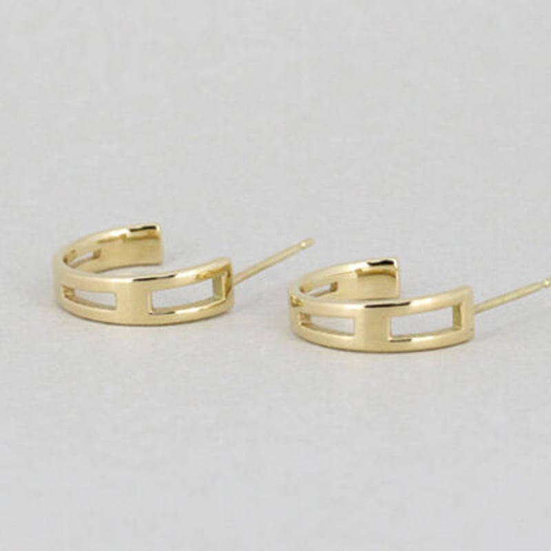 Frame》 K18 レクタングルレールピアス// K18 Rectangle Rail