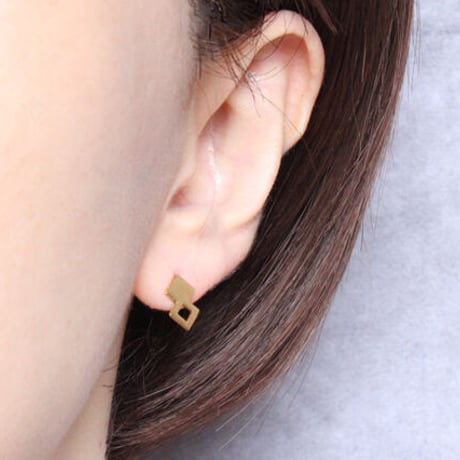 《Combination》  K18/K10 ダブルスクエアピアス// K18/K10 Double Square Pierce