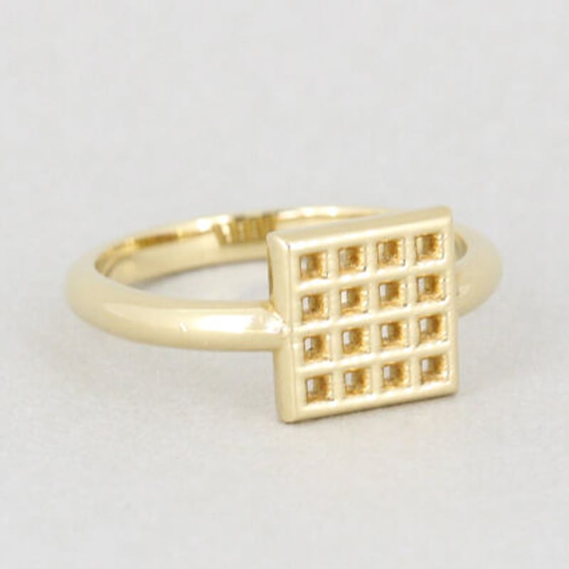 Lattice》 K18/K10 スクエアワッフルリング// K18/K10 Square