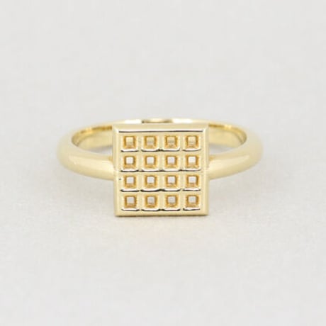 《Lattice》  K18/K10 スクエアワッフルリング// K18/K10 Square Waffle Ring