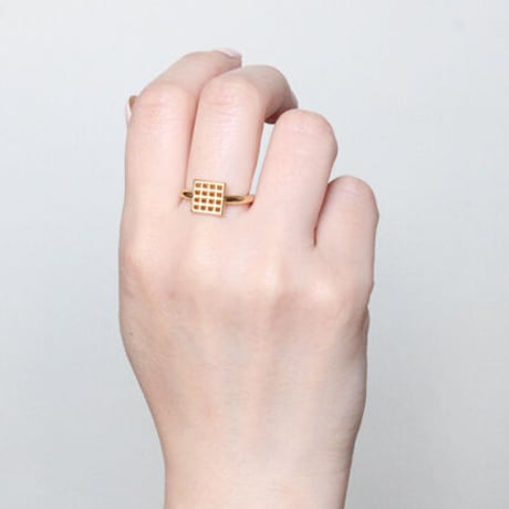 《Lattice》  K18/K10 スクエアワッフルリング// K18/K10 Square Waffle Ring