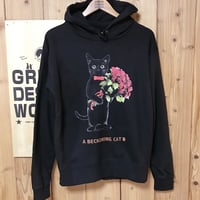 はにゃ束ねこ（くろねこパーカー赤バラ）黒生地