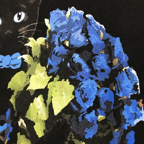 はにゃ束ねこ（くろねこパーカー青バラ）黒生地