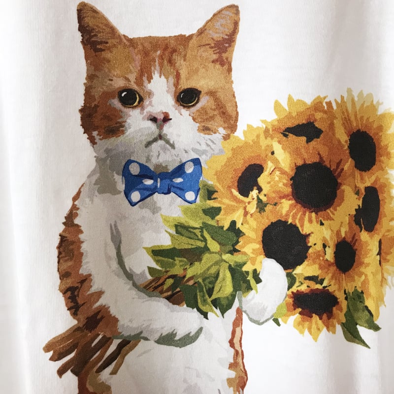 はにゃ束ねこ-ロンT（ひまわり） | A BECKONING CAT