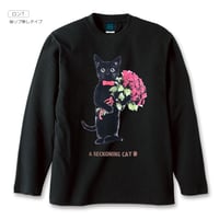 はにゃ束ねこ（くろねこロンT-赤バラ）黒生地