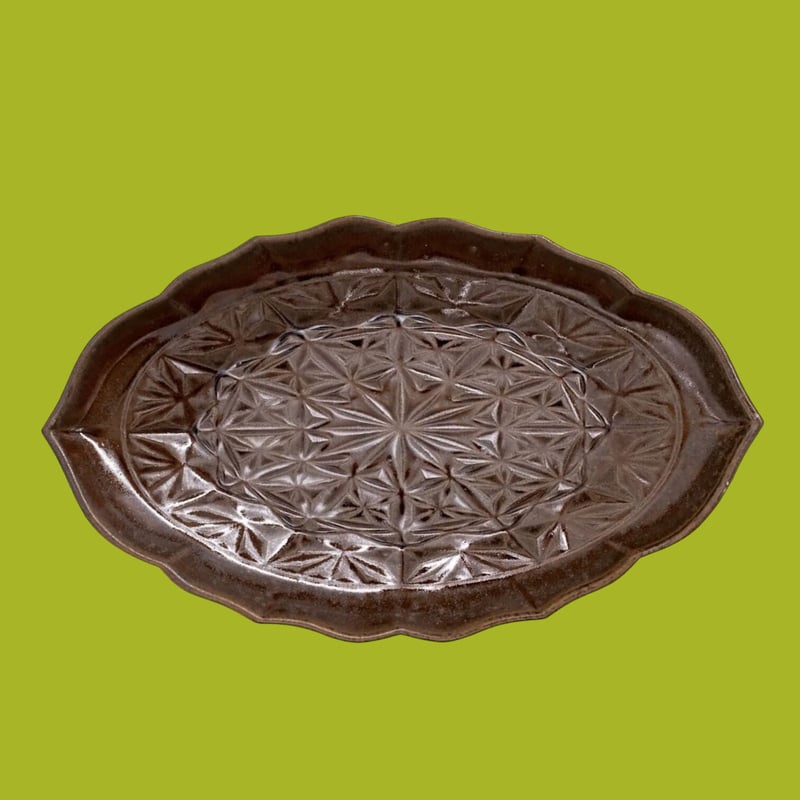 野村拓矢□幾何学模様楕円鉢（茶） | うつわと雑貨のお店 minamo