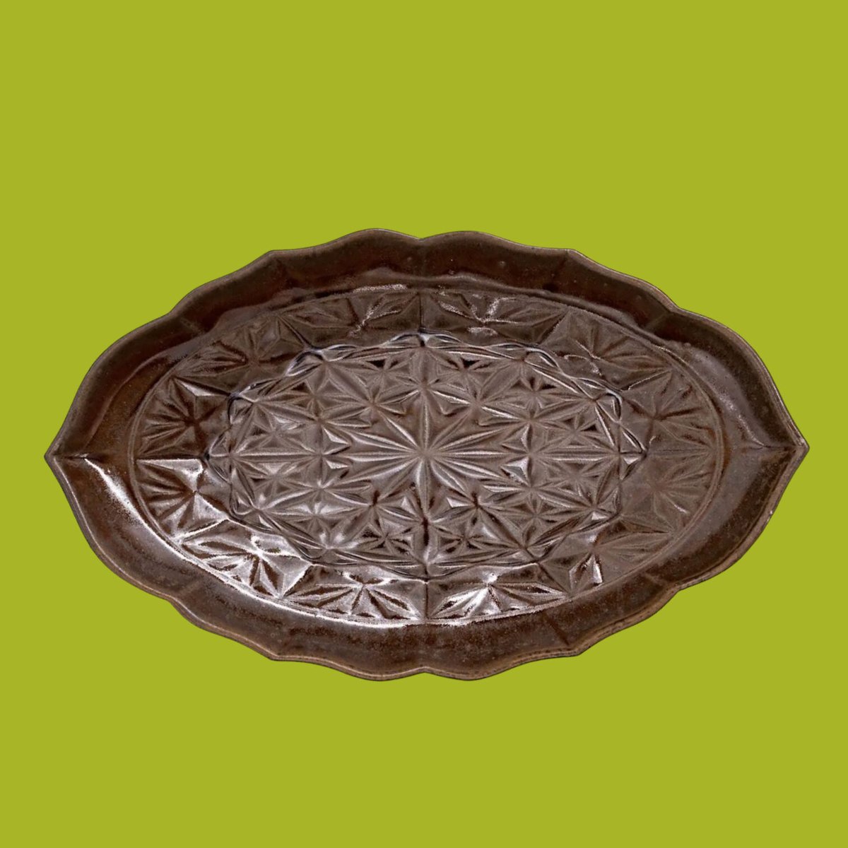 野村拓矢□幾何学模様楕円鉢（茶） | うつわと雑貨のお店 minamo
