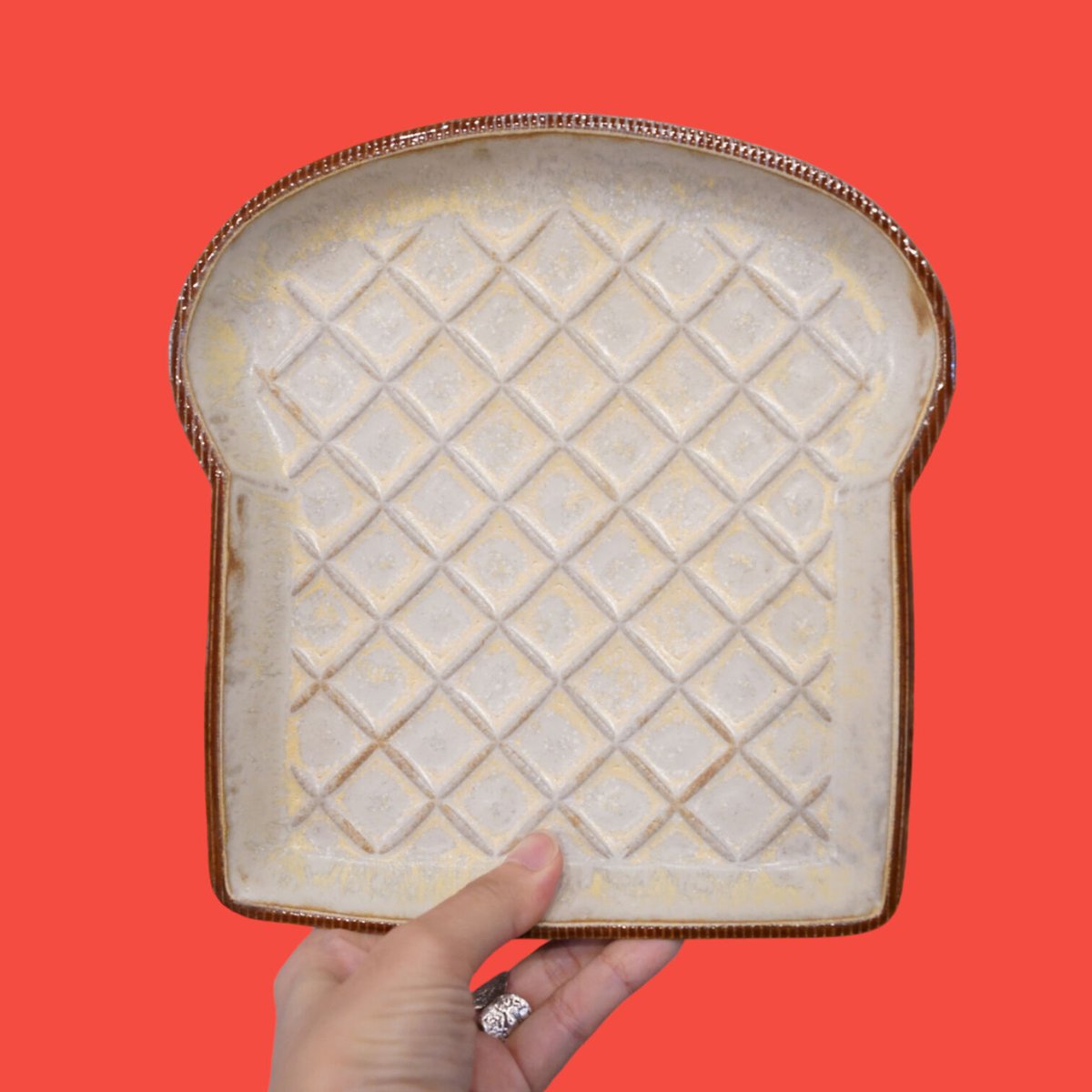 野村拓矢□格子模様食パン皿 | うつわと雑貨のお店 minamo